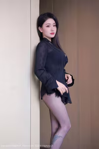 XiuRen No.10382 Annie_baby: Captivating Allure in Sheer Black and Elegant Pose-3