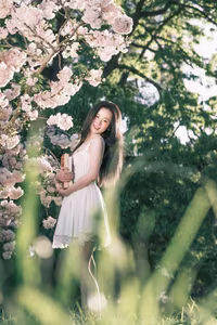 XVG No.37: Dreamy Young Woman Amidst Cherry Blossoms, Spring's Ethereal Beauty-1