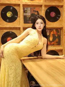 XiuRen No.10715: Li Shuang Er The Yellow Lace Dress Goddess, Pure Allure Amidst Vintage Charm-3