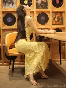 XiuRen No.10715: Li Shuang Er The Yellow Lace Dress Goddess, Pure Allure Amidst Vintage Charm-22