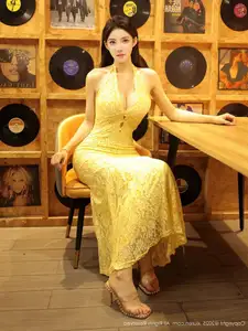 XiuRen No.10715: Li Shuang Er The Yellow Lace Dress Goddess, Pure Allure Amidst Vintage Charm-32
