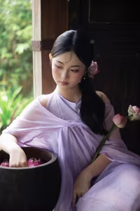 XVG No.38: Elegant Vietnamese Maiden and Pink Lotus A Portrait of Grace-3