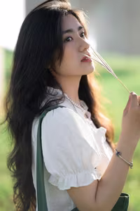 XVG No.21: Serene Moment - Asian Girl with Long Hair Immersed in Green Nature-5