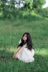 XVG No.21: Serene Moment - Asian Girl with Long Hair Immersed in Green Nature-9