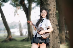 XVG No.30: Joyful Young Woman with Instrument: Endless Nature's Melody-4