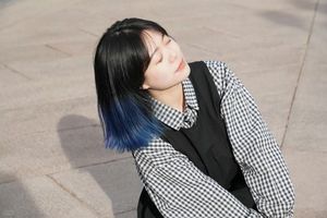 Beautiful Girl with Trendy Red Dip Dye Hair Style-6