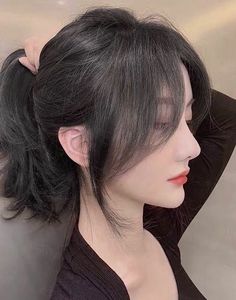 Elegant Pretty Girl with Beautiful Natural Curtain Bangs Hairstyle - Korean Style Hair Trend-13