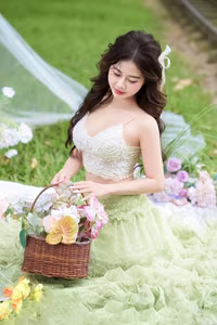 XVG No.40: Enchanting Muse in Green - Discover Her Captivating Natural Beauty in a Serene Garden.-4