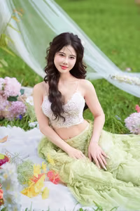 XVG No.40: Enchanting Muse in Green - Discover Her Captivating Natural Beauty in a Serene Garden.-0