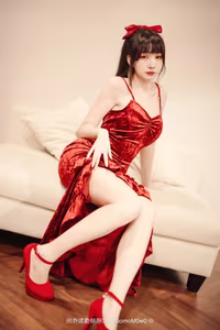 Coser Mu Mu Momo: Alluring Red Attire & Intimate Charm-1