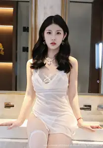 Xiao Ba Le (No.10609) in Sheer White Nightgown: Captivating Beauty by XiuRen-12