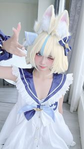 Coser@PoppaChan - Sameko Saba Cosplay: Adorable Sailor Outfit in a Lively Outdoor Setting-8