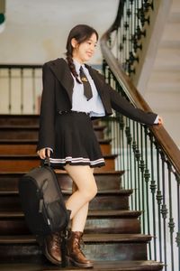 Elegant Schoolgirl Book and Vintage Hallway-0