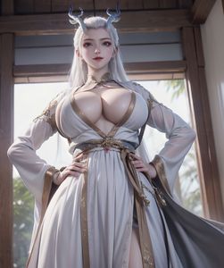 AI Generated Yong Sheng - Long Xuan: Captivating Silver-Haired Immortal with Elegant Deer Horns-11