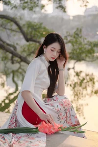 Timeless Elegance of Vietnamese Ao Dai by the Lake-6