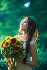 Serene Braided Beauty Bathed in Golden Sunlight-1