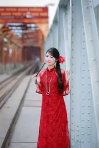 Graceful Red Ao Dai: A Timeless Blend of Vietnamese Tradition and Modernity.-6