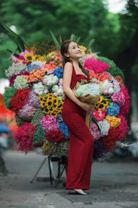 VGU No.63: Discover Vietnamese Beauty: Charming Girl Amidst Vibrant Flowers, A Smile That Captivates-9