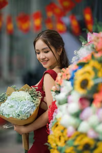 VGU No.63: Discover Vietnamese Beauty: Charming Girl Amidst Vibrant Flowers, A Smile That Captivates-0