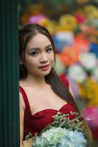 VGU No.63: Discover Vietnamese Beauty: Charming Girl Amidst Vibrant Flowers, A Smile That Captivates-11