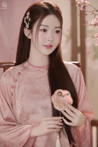 Graceful Muse in Pastel Pink Traditional Silk-7