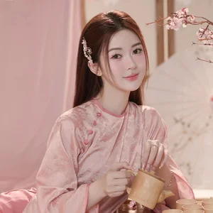 Graceful Muse in Pastel Pink Traditional Silk-12