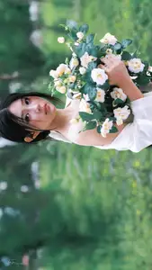 VGU No.173: Discover the serene beauty of a dreamy girl with white roses in the morning sun.-16