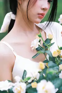 VGU No.173: Discover the serene beauty of a dreamy girl with white roses in the morning sun.-13