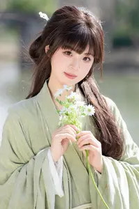 Asian Beauty: Sai Xi Xi Li Ma in Elegant Green Hanfu – YiTuYu Vol.8747 Collection-25