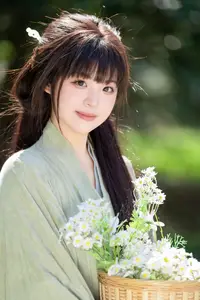 Asian Beauty: Sai Xi Xi Li Ma in Elegant Green Hanfu – YiTuYu Vol.8747 Collection-27
