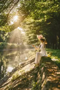 Serene Vietnamese Beauty in White Ao Dai with Lilies: A Golden Hour Portrait 1000025192-9