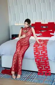 Yi Tian Tian's Allure in Red Lace Dress XiuRen No.10578: Modern Asian Beauty Captivates-2