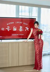 Yi Tian Tian's Allure in Red Lace Dress XiuRen No.10578: Modern Asian Beauty Captivates-12