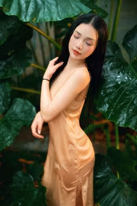 VGU No.45: Captivating Vietnamese Beauty: An Elegant Woman in Silk Amidst Lush Greenery-4