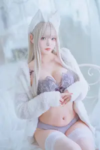 Coser Kurotia Kuro: Sweet Charm in Pure KEMOMIMI WHITE Lingerie (56P)-2