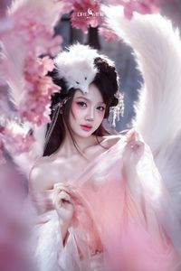 Mesmerizing Nine-Tailed Fox Cosplay: Ethereal Beauty in a Cherry Blossom Garden-0