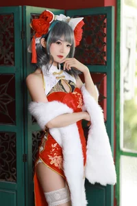 Stunning Azur Lane Cheshire Cosplay by 51 Jiang: Elegant Lunar New Year Qipao Collection and Spring Festival Aesthetic Photography-12