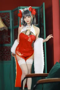 Stunning Azur Lane Cheshire Cosplay by 51 Jiang: Elegant Lunar New Year Qipao Collection and Spring Festival Aesthetic Photography-3