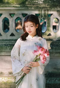 VGU No140 Explore the Graceful Vietnamese Beauty An Elegant Girl Amidst Ancient Architecture Traditional Charm That Captivates-12