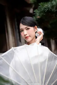 Elegant Asian Beauty: A Portrait of Grace with Traditional Paper Umbrella - Captivating Serenity-0