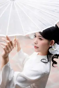 Elegant Asian Beauty: A Portrait of Grace with Traditional Paper Umbrella - Captivating Serenity-3