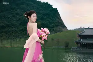 Traditional Vietnamese Beauty A Muse by the Ancient Lake Serene Charm-1