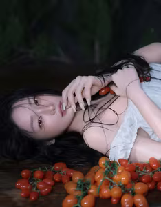 Jun Vu's New Photoshoot Goes Viral: Alluring Dewy Beauty with Cherry Tomatoes-0
