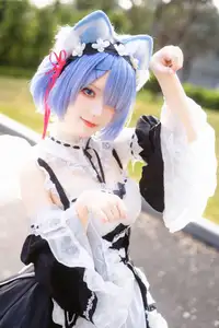Coser Hua Qi Hana's Adorable Cat Rem Cosplay at Anime Carnival-0