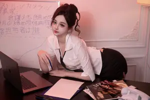 Alluring Secretary in Black Sheer Stockings Ignites the Office Atmosphere-6