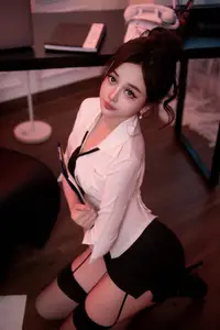 Alluring Secretary in Black Sheer Stockings Ignites the Office Atmosphere-10