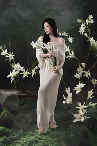 VGU No.34: Elegant Vietnamese Woman Amidst Pristine White Lilies-9