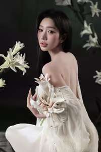 VGU No.34: Elegant Vietnamese Woman Amidst Pristine White Lilies-12