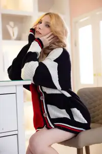 Minnie Lighter's Playful Charm: Varsity Sweater Style - MetArt Part01 Collection-8