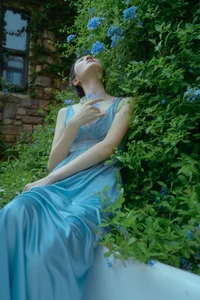 Ethereal Blue Snowflake Aesthetic: Featuring Model A Ji Yuan Zi in Art Language Vol.9320 Photography Collection-0